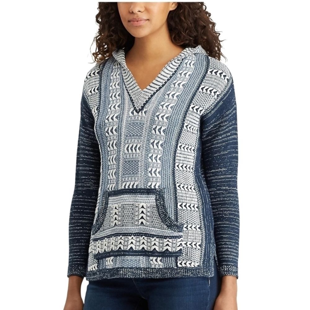 Chaps Women's Marled Hooded poncho Sweater size 1X